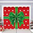 Christmas Garage Door Cover 7x8FT: Single Garage Bow Gift Box Christmas Decorations with Bar Magnets & Ropes, Holiday Garage Door Banner Decorative Xmas with Installation Instructions