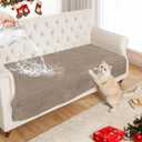 NAISI Couch Covers for Dogs Waterproof Flannel Striped Sofa Cover Pet Friendly Washable Dog Mat for Couch Anti Slip Sectional Sofa Slipcover Protector(1pc/35"x 63",Khaki)