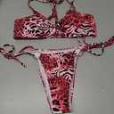 Womens Bikini Set Thong Halter String Bikini Cheeky Two Piece Swimsuit Adjustable Sexy Bathing Suit with Ring Size M