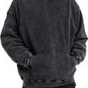 Bobeutou Oversized Hoodie Men Vintage Cotton Casual Hooded Sweatshirt Trendy Baggy Basic Hoodies Retro Pullover Streetwear (Black, M)