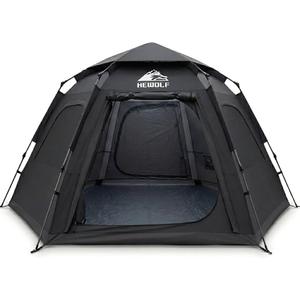 Hewolf Instant Tent for 4-6 Person Camping, Waterproof Easy Pop Up Tent Sets Up in 60 Seconds for Family Outdoor Hiking & Backpacking with Carry Bag(Blue-4)