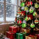 12Pcs Christmas Balls Tree Decorations, 2.4inch Plastic Shatterproof Glitter Hanging Ornaments for Christmas Tree Home Kitchen Office Indoor Xmas Tree Wall Window Fireplace Mantel Decor (Grey Pink White Red Brown)