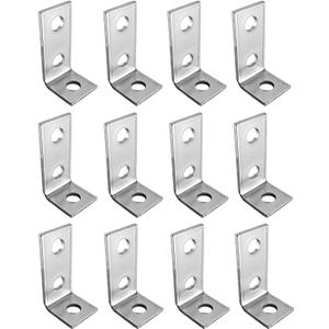 10 Pack 3 Hole 90 Degree L Shaped Fitting Bracket Corner Brace Metal Framing Connector Compatible with 1/2 inch Bolt in 1-5/8 inch Strut Channel