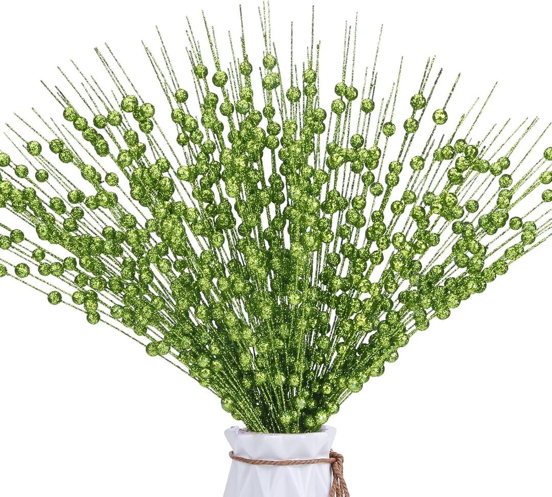 12 PCS Artificial Glitter Berry, Green Christmas Glitter Picks Artificial Berries Stems Ornaments Fake Xmas Stem Decorative Sticks for Vases Tall DIY Wreath Home Decor (15.8) 12 PCS Artificial Glitter Berry, Green Christmas Glitter Picks Artificial Berries Stems Ornaments Fake Xmas Stem Decorative Sticks for Vases Tall DIY Wreath Home Decor (15.8)