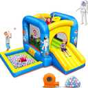 NBSPORT Inflatable Bounce House with Blower for Kids 3-6 y/o, Jumping Castle with Slide, 112x63x67'' Toddlers Bouncer with Ball Pit, Bouncy House for Indoor/Outdoor