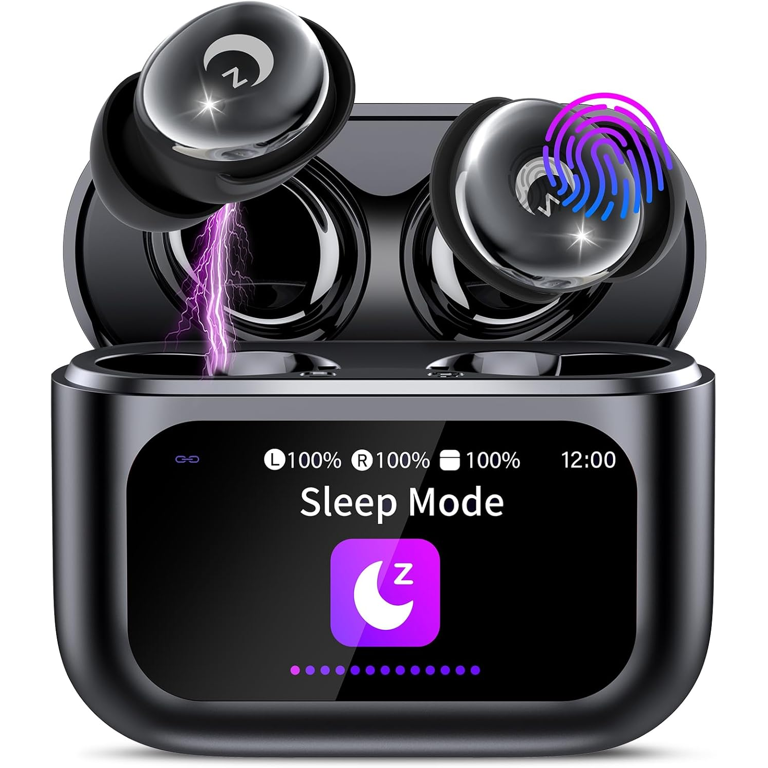 Sleep Earbuds Bluetooth 5.4 in Ear Smart Touch Screen Headphones, 48H Noise Cancelling Ear Buds with 5 EQ Modes, Mini Wireless Headphones Small Design for Side Sleepers, Clear Calls Earphones, IPX7