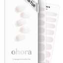 ohora Semi Cured Gel Nail Strips (N Veil) - White, Ombre, Works with Any UV/LED Lamps, Salon-Quality, Long Lasting, Easy to Apply & Remove - Includes 2 Prep Pads, Nail File & Wooden Stick