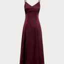RIHOAS Women's Elegant Flowy Spaghetti Strap Dress - A Line Satin Maxi for Fall Wedding Guest, Formal Semi Formal (Red, XL)