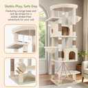 Globlazer Heavy Duty Cat Tree, 74in Sturdy Cat Tower for Large Cats Adult, Big Cat Tree with 7 Sisal Scratching Posts, 2 Padded Condos, 2 Dual-Ear Hanging Baskets, Enlarged Top Perch, S74, Beige