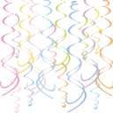 HonuGoGo 48PCS Pastel Paper Swirl Decorations Hanging Ceiling Streamers for Birthday, Spring, Bridal, Gender Reveal, Wedding, or Everyday Party Decor