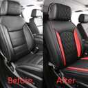 Chevy Silverado Seat Covers,Leather Seat Covers for GMC Sierra,Custom Fit 2007-2026 1500 2500HD 3500HD Crew Double Extended Regular Cab,LT LZT RST Trail Boss(Front Pair,Black Red)
