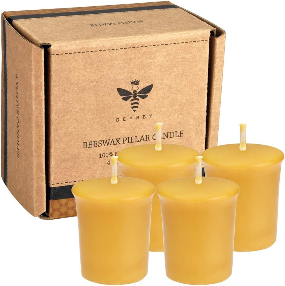Pure Beeswax Votive Candles-3 Pack Natural Votives for Home Room Decor Party Wedding Spa,12 Hours Burn