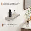 Floating Shelves - Rustic Grey Storage Shelf Set of 2 - 16 Inch Wall Mounted Shelves for Wall Decor & Storage - Wooden Shelves with Invisible Brackets for Living Room, Bedroom, Kitchen, Farmhouse