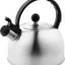 2.5 Liter Whistling Tea Kettle - Modern Stainless Steel Whistling Tea Pot for Stovetop Hot Water Boiler with Cool Grip Ergonomic Handle (Silver, 2.5 Liter)