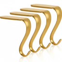DOYOLLA Christmas Stocking Holders Xmas Fireplace Hanger Hooks Set of 4(Gold)