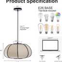 Pendant Light, Boho Bamboo Hanging Light with Adjustable Height, Large