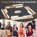 Beechwood Mahjong Racks with Pushers Set of 4, 17 Inches Classic Wooden Mahjong Tile Holder with Storage Bag, All-in-One Tile Rack for American Mahjong, Dominoes, Mexican Train
