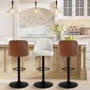 COLAMY Bar Stools, Modern Swivel Bar Chairs, Adjustable PU Leather Upholstered Barstools Counter Height with Square Open Back for Bar, Kitchen Island, Dining Room, count of 3 (1 white, 2 brown)