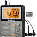 Paeiope Portable Radio AM FM, Rechargeable Pocket Speaker with Best Reception Digital Tuning, MP3, Stereo Earphone, Large LCD Screen, TF Card Socket, Transistor Radio for Jogging/Gym/Camping (Grey)