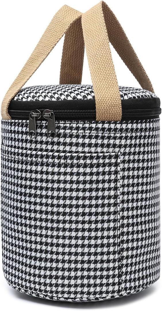 Modoker Small Lunch Bag for Men and Women,Insulated Lunch Cooler Tote Bag for Work Picnic,Reusable Thermal Lunch Box Portable Insulated Cooler,Black and White