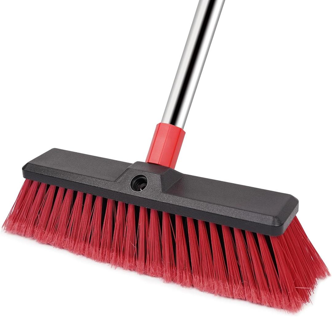 14 Push Broom Outdoor with 70 Long Handle - Heavy Duty Shop Broom for Garage, Patio, Driveway, Yard, Deck Cleaning