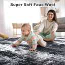 4x6 Area Rug, Modern Abstract Carpet for Bedroom, Soft Washable Rugs for Living Room, Non Slip Thin Low Pile Floor Carpets for Dorm Dining Room Entryway Office Decor, Black Gray