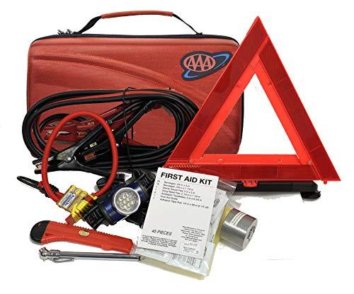 Lifeline AAA Executive Road Kit, 67 Piece Emergency Car Jumper Cables, Headlamp, Warning Triangle and First Aid Kit