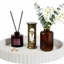 Round Decorative Tray for Coffee Table - Concrete Home Decor Tray - Coffee Table Decor - Table Trays Decorative - Centerpiece Tray with Aesthetic Honeycomb (White)