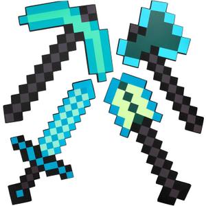 4pcs Children's Toy Weapon Playset - Sword, Axe, Pickaxe & Shovel, Excellent Gift for Holidays and Parties (4-Piece Set)