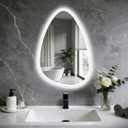 16x24 LED Bathroom Mirror with Lights Irregular, Lighted Bathroom Vanity Mirror for Wall, Front Lit and Backlight, Anti-Fog, 3 Color Dimmable, Vertically Only
