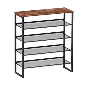 Brand: CHEMPFR Shoe Rack - Sturdy Steel Shoe Organizer for Front Door Entrance Closet Entryway with Spacious Top - Industrial Style Strong Mesh Storage Shelves (5-Tier 11.8"x36.2"x31.5")