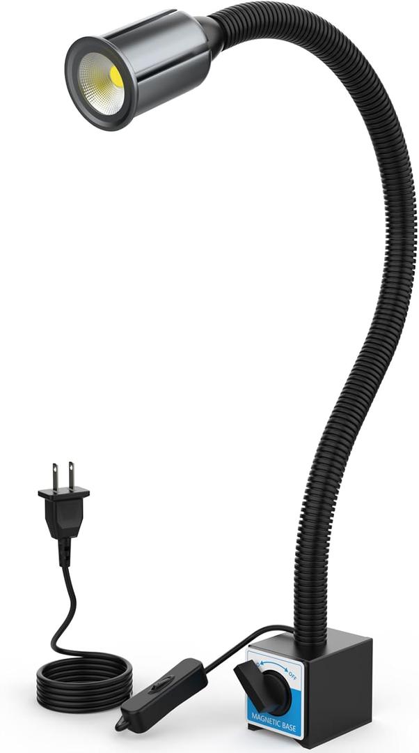 LED Magnetic Work Light, 1420lumens 20in Flexible Gooseneck Work Lamp with Strong Magnetic Base for Lathe Machines, Workbenches