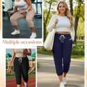 Ficerd 3 Pack Women's Plus Size Capri Sweatpants Cotton Drawstring Joggers Cropped Athletic Lounge Pants with Pockets (XXXL)