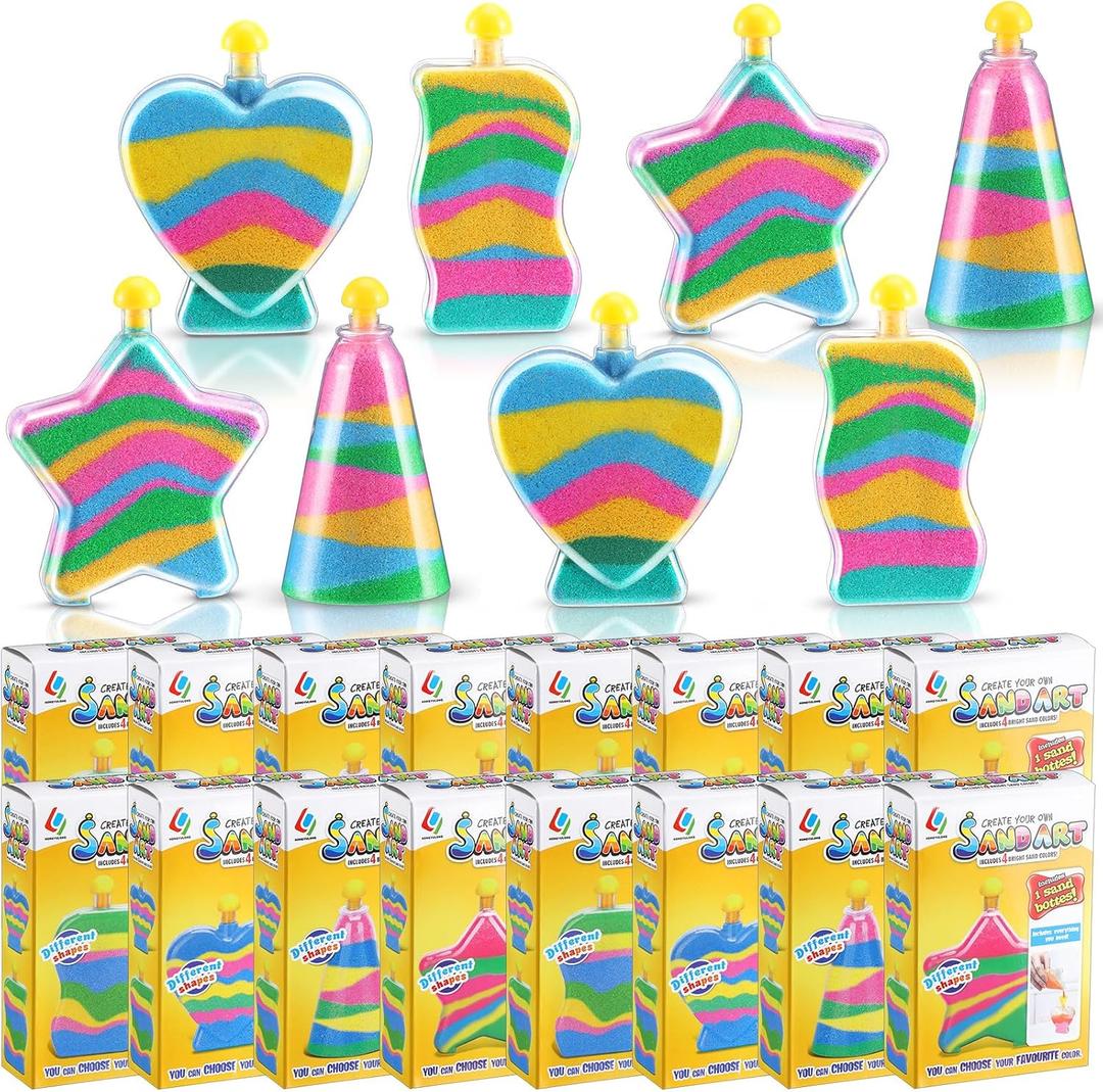 Deekin 12 Sets Sand Art Kits for Kids Create Your Own Clear Sand Art Bottles with Funnels and Sticks, DIY Colored Bottles Crafts for Boys Girls