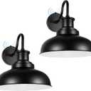 Dusk to Dawn Outdoor Gooseneck Barn Lights, Outdoor Wall Sconces Farmhouse Exterior Wall Mount Light, Vintage Outside Lighting Fixtures, Industrial Black Lanterns for Porch Garage Patio, 2 Pack