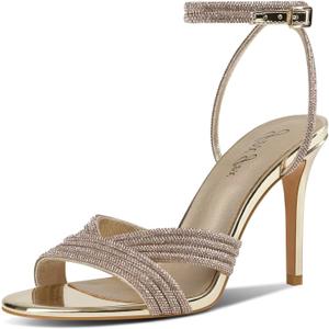 GPXGPX Women's Rhinestone High Heel Sandals Sparkly Stilettos Heeled Ankle Strap Stilettos Round Open Toe Dressy Weddings Sexy Sandals Shoes, Size: 8