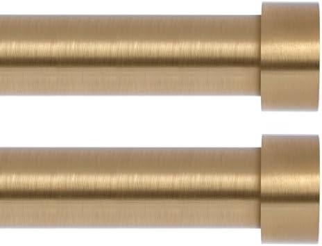 VOIIY 2 Pack Gold Curtain Rods for Windows 48 to 84 Inch(4-7 Feet),1" Diameter Drapery Rods with Modern Style End Cap Finials,Size:36-88 Inch,Warm Gold