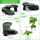 GOZILLA Turtle Basking Platform Kit, Reptile Habitat Hideout, Decorative Resin for Aquarium & Terrarium, Including Artificial Plant*2.(Black-M-Kit)
