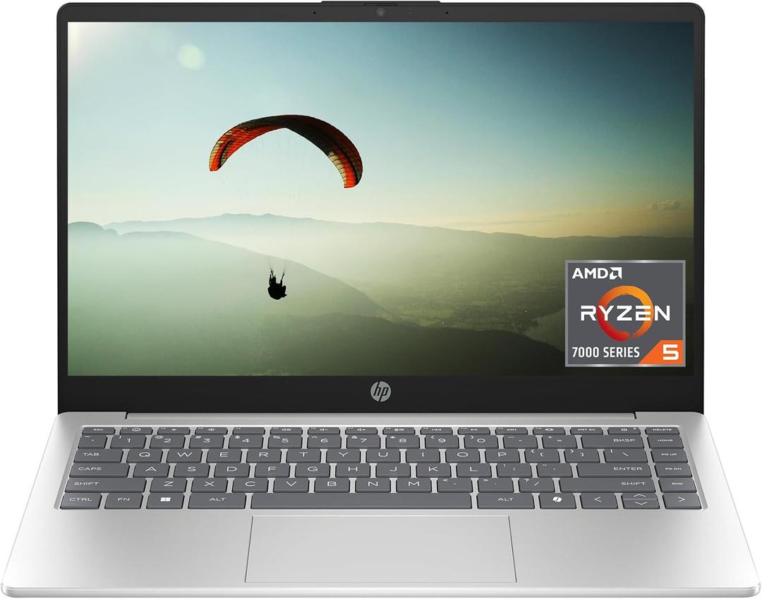 HP 14 inch Laptop, HD Touchscreen Display, AMD Ryzen 5 7520U, 8 GB RAM, 512 GB SSD, AMD Radeon Graphics, Windows 11 Home, Natural Silver, 14-em0499nr
