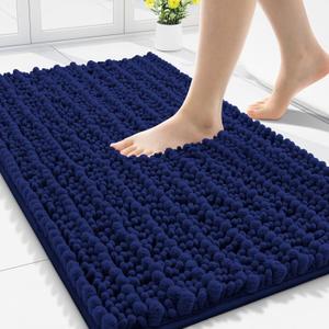 Smiry Bathroom Rugs Mat 30x20, Extra Soft Absorbent Chenille Bath Rugs, Non Slip Rubber Backing Machine Washable Quick Dry Bath Mats for Bathroom Floor, Tub, Shower, Home Decor Accessories, Navy Blue