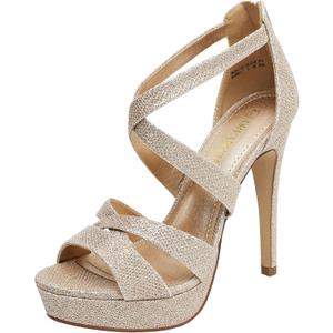 DREAM PAIRS Women's High Heel Platform Dress Pump Sandals (8.5, Gold/Glitter)