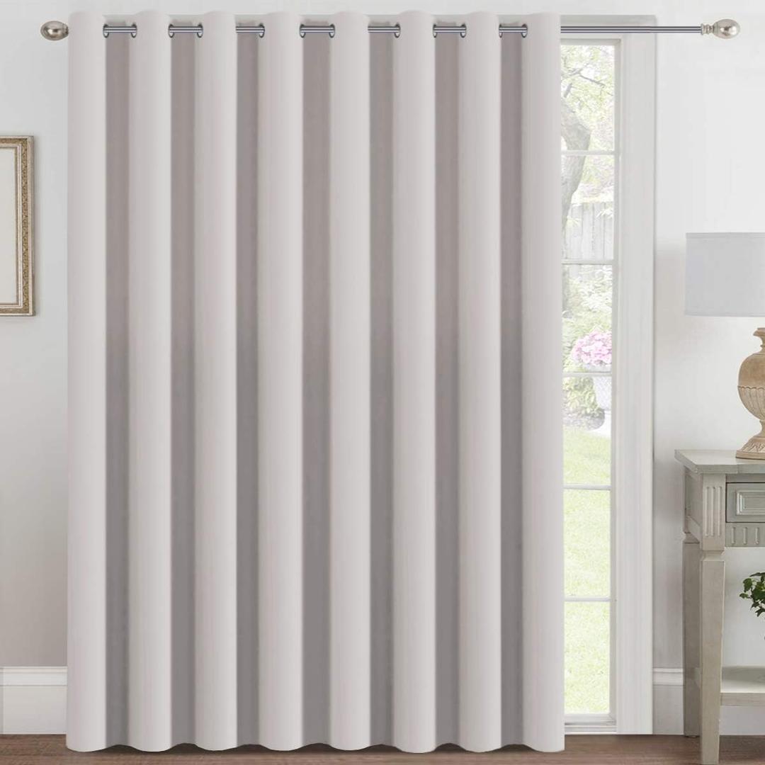 H.VERSAILTEX Blackout Patio Curtains 100 x 84 Inches for Sliding Door Extral Wide Blackout Curtain Panels Thermal Insulated Room Divider - Grommet Top, 7' Tall by 8.5' Wide - Stone