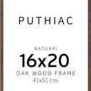puthiac 16x20 Solid Oak Wood Picture Frame, Fits 12x16 with Mat or 16x20 Without Mat, Wall Display Only, Vertical or Horizontal, Plexi Front, 1 Pack, Walnut