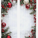 Christmas Ball Holiday Printed Curtains, Floral Snowflake Decoration Curtains