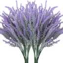 10 Bundles Fake Flowers Artificial Lavender Faux Plastic Plants Purple Flowers for Home Wedding Kitchen Garden Patio Porch Window Box Office Table Centerpieces Indoor Outdoor Decor, Purple