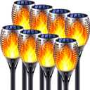 Solar Torch Lights with Flickering Flame, Fire Effect Garden Light, Auto On/Off Dust to Dawn, Outdoor Waterproof Landscape Decoration, Powered Security Light for Patio, 8 Pack