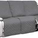 PureFit Water Resistant Reversible Sofa Covers for Reclining Sofa - Non Slip Split Recliner Couch Cover for 3 Cushion Couch, Washable Furniture Protector for Kid, Dog (3 Seat, Gray/Light Gray)