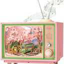 Rolife Book Nook Kit 16" 3D Wooden Puzzle Music Box Sakura Dreamy Tour | Japanese Cherry Blossom DIY Craft Model Building Kit, 3D Wooden Puzzle Home Decor Gift for Adults Family