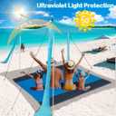 Beach Canopy Beach Tent 11X11 FT Include Blanket Beach Shade Canopy UPF50+ Sun Protection Windproof Ropes 4 Poles Carry Bag Easy to Set Up for Outdoor Camping