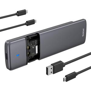 M.2 NVMe SATA SSD Enclosure Adapter Tool-Free,Sokiwi USB 3.2 Gen2 10Gbps External to USB PCI-E 6Gbps SATA M-Key / B+M Key, NVMe Reader Support UASP Trim for SSDs 2230/2242/2260/2280